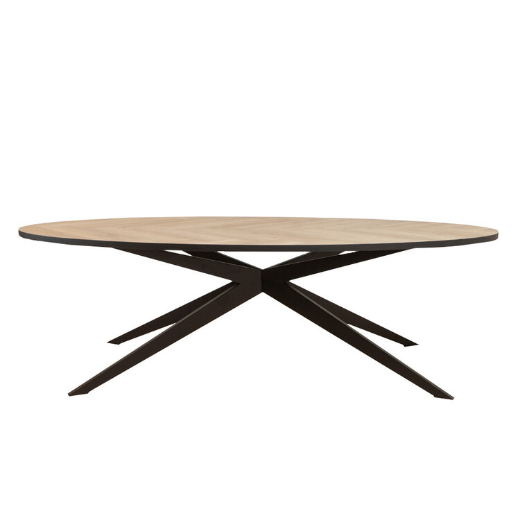 Table à manger ovale aspect chêne chevron Ilva 280 x 110 cm