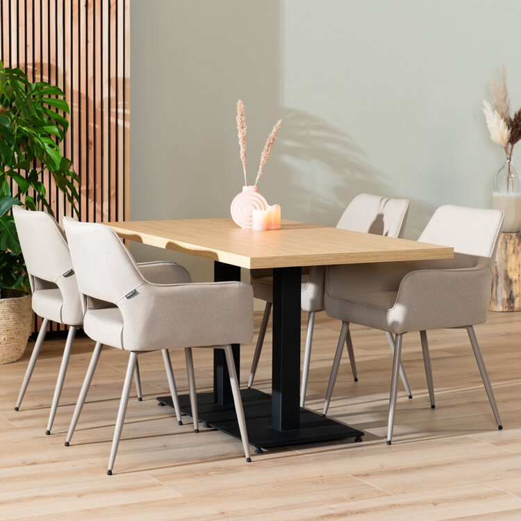 Table à manger aspect chêne melamine Nils 140 x 80 cm