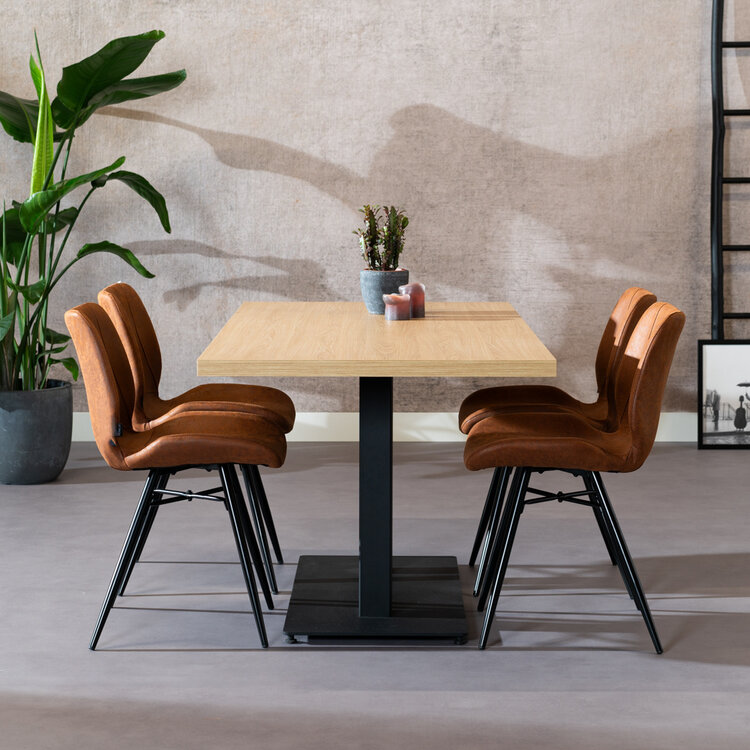 Table à manger aspect chêne melamine Nils 160 x 80 cm