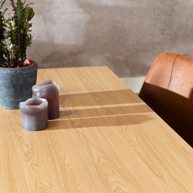 Table à manger aspect chêne melamine Nils 160 x 80 cm