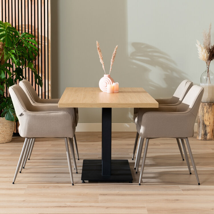 Table à manger aspect chêne melamine Nils 160 x 80 cm