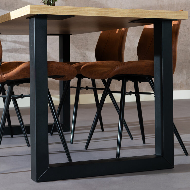 Table à manger aspect chêne melamine Alec 160 x 80 cm