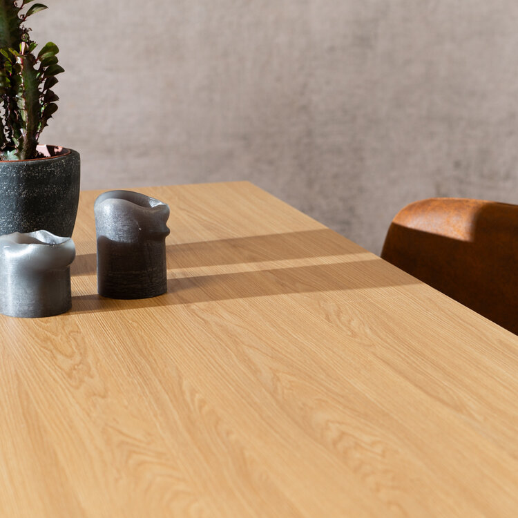 Table à manger aspect chêne melamine Alec 160 x 80 cm