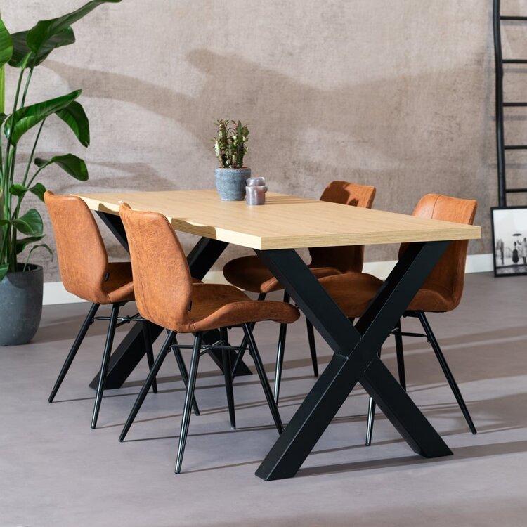 Table à manger aspect chêne melamine Bodo 160 x 80 cm
