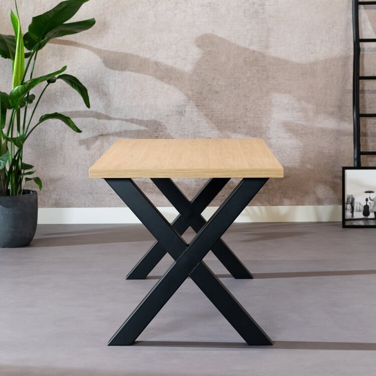 Table à manger aspect chêne melamine Bodo 160 x 80 cm