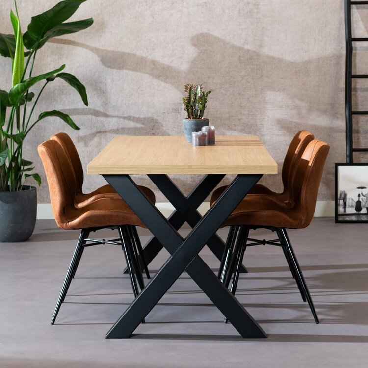 Table à manger aspect chêne melamine Bodo 160 x 80 cm