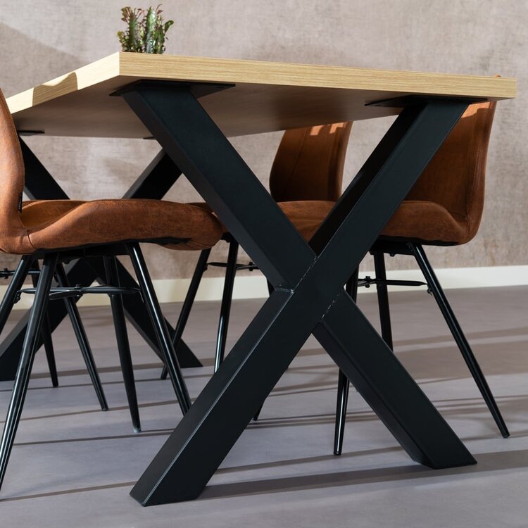 Table à manger aspect chêne melamine Bodo 160 x 80 cm