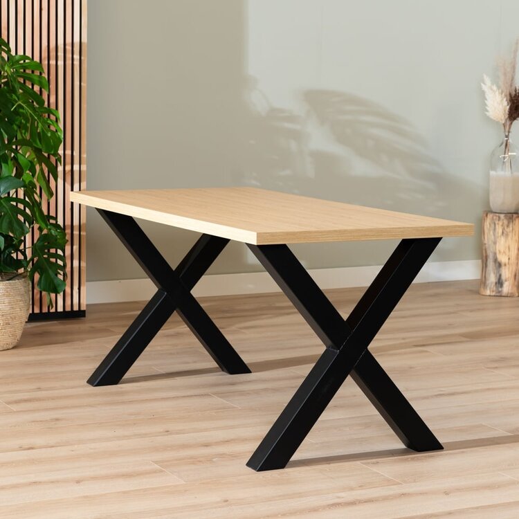 Table à manger aspect chêne melamine Bodo 160 x 80 cm
