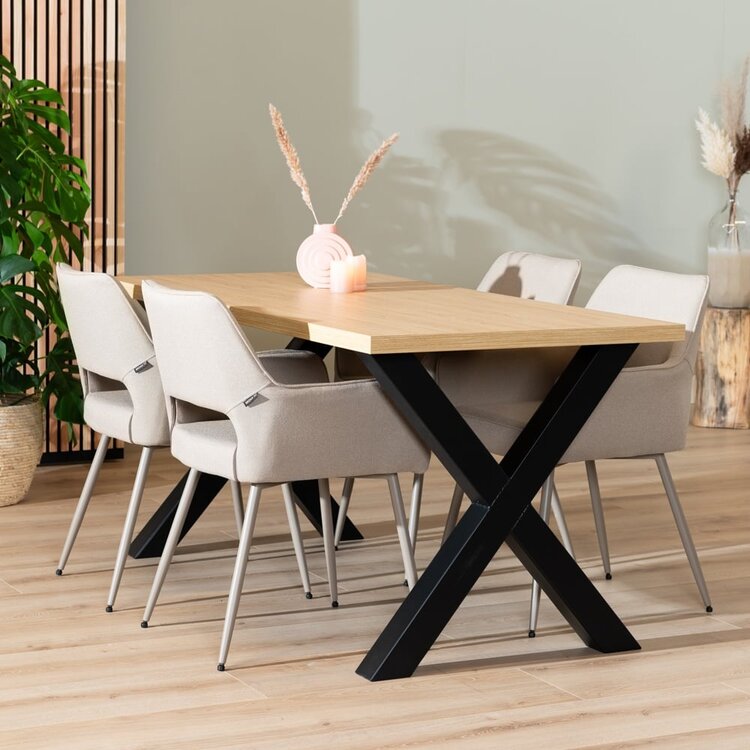 Table à manger aspect chêne melamine Bodo 160 x 80 cm