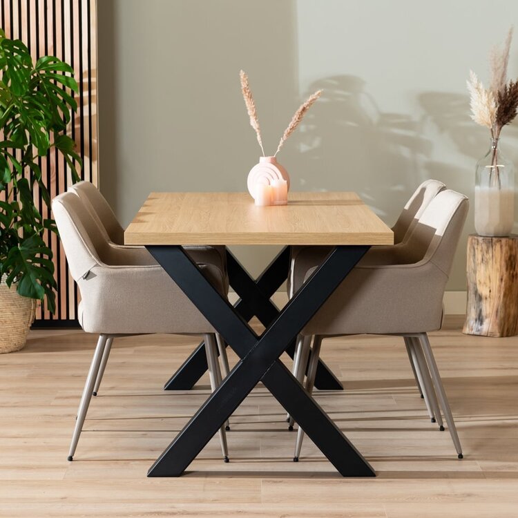 Table à manger aspect chêne melamine Bodo 160 x 80 cm