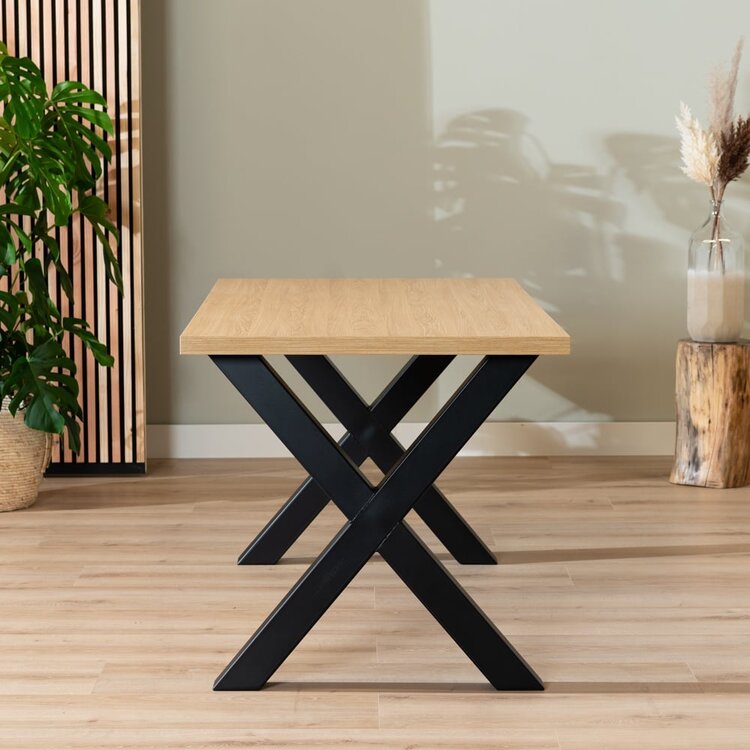 Table à manger aspect chêne melamine Bodo 160 x 80 cm