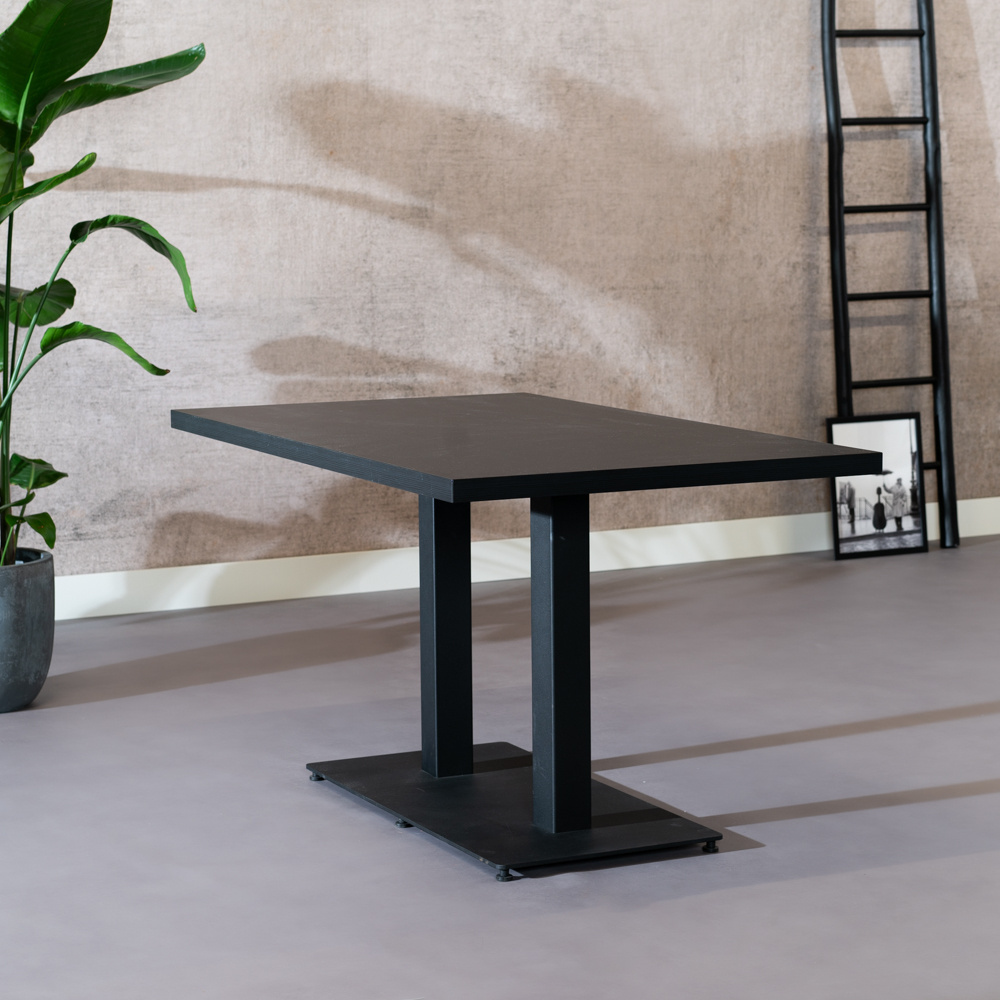 Table à manger aspect bois noir melamine Nils 140 x 80 cm