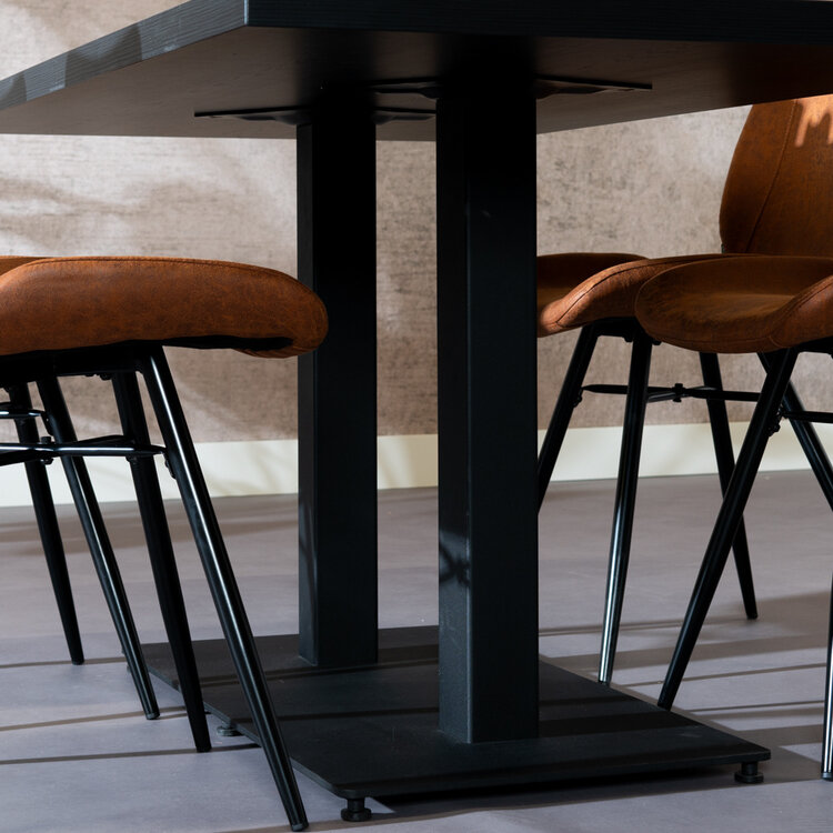 Table à manger aspect bois noir melamine Nils 160 x 80 cm