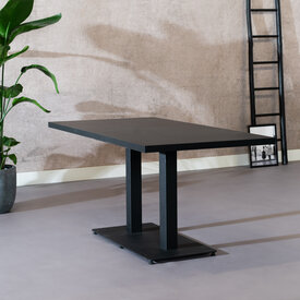 Table à manger aspect bois noir melamine Nils 160 x 80 cm