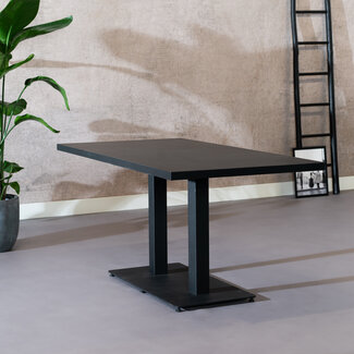 Table à manger aspect bois noir melamine Nils 160 x 80 cm