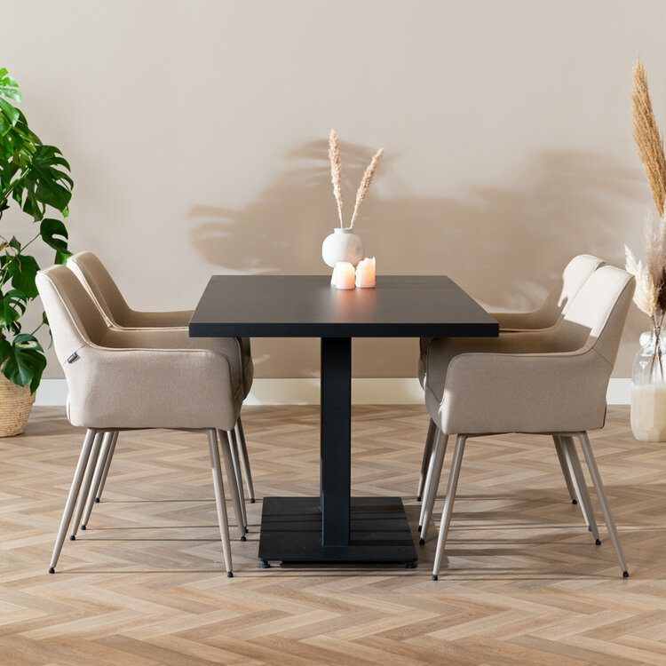 Table à manger aspect bois noir melamine Nils 160 x 80 cm