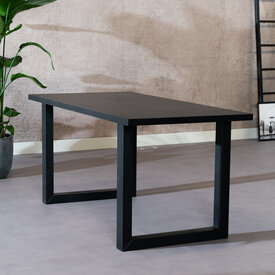 Table à manger aspect bois noir melamine Alec 160 x 80 cm