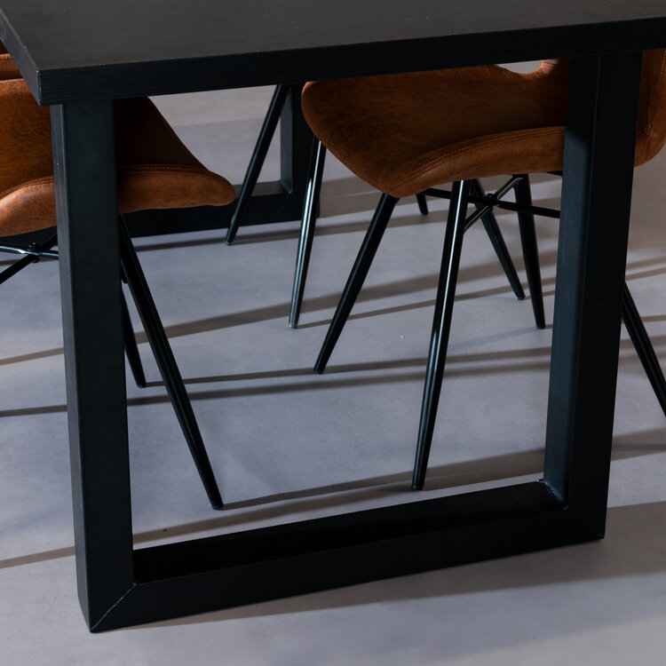 Table à manger aspect bois noir melamine Alec 160 x 80 cm