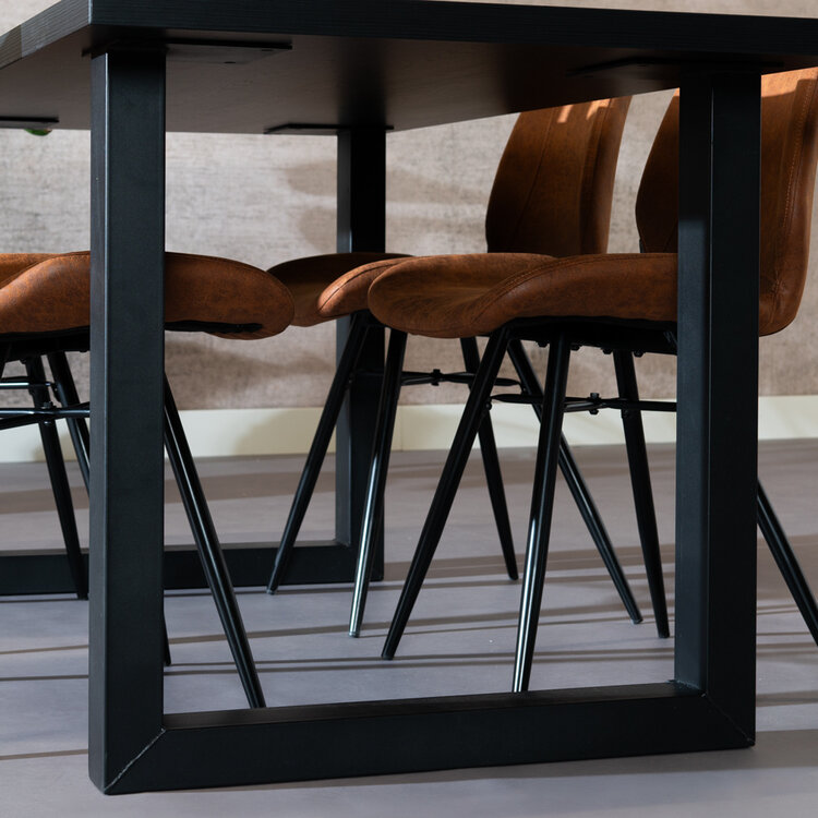 Table à manger aspect bois noir melamine Alec 160 x 80 cm