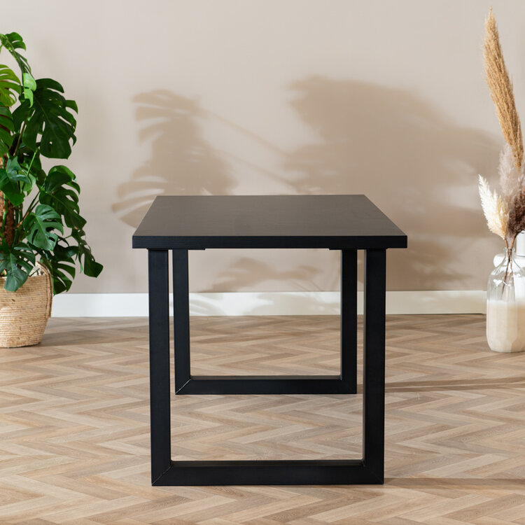 Table à manger aspect bois noir melamine Alec 160 x 80 cm