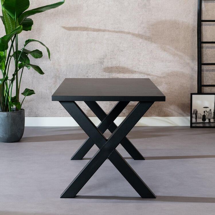Table à manger aspect bois noir melamine Bodo 160 x 80 cm