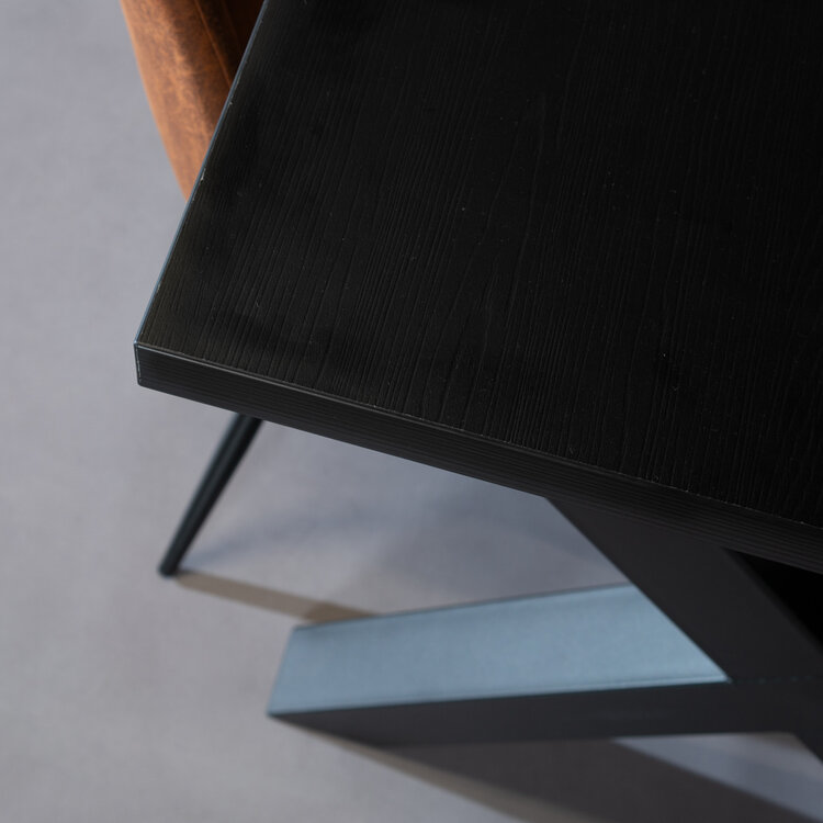 Table à manger aspect bois noir melamine Bodo 160 x 80 cm