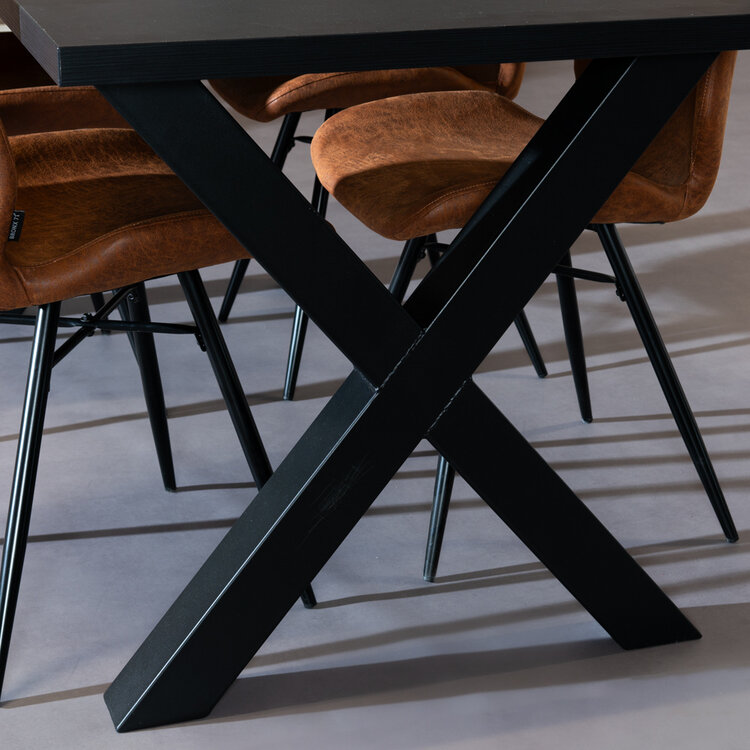 Table à manger aspect bois noir melamine Bodo 160 x 80 cm