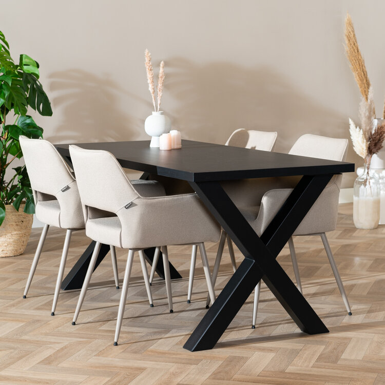 Table à manger aspect bois noir melamine Bodo 160 x 80 cm