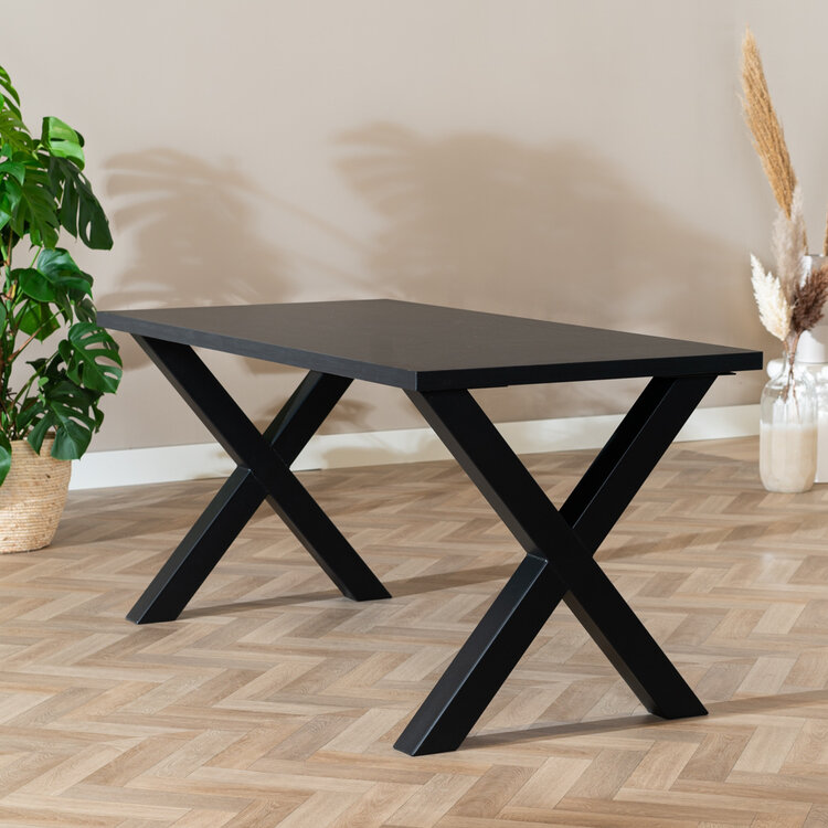 Table à manger aspect bois noir melamine Bodo 160 x 80 cm