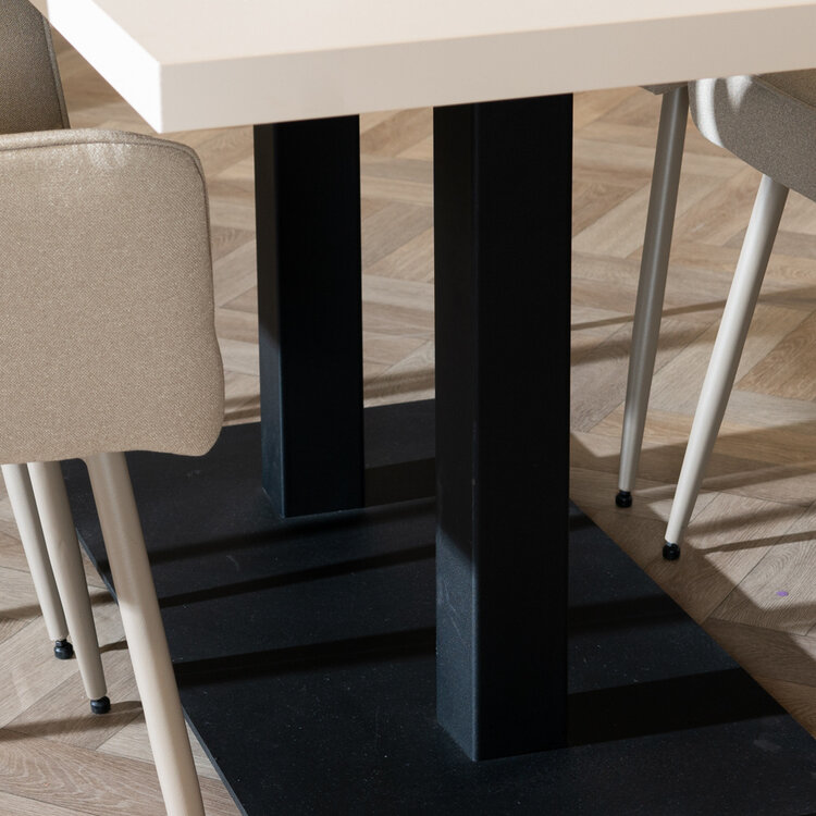 Table à manger beige melamine Nils 160 x 80 cm