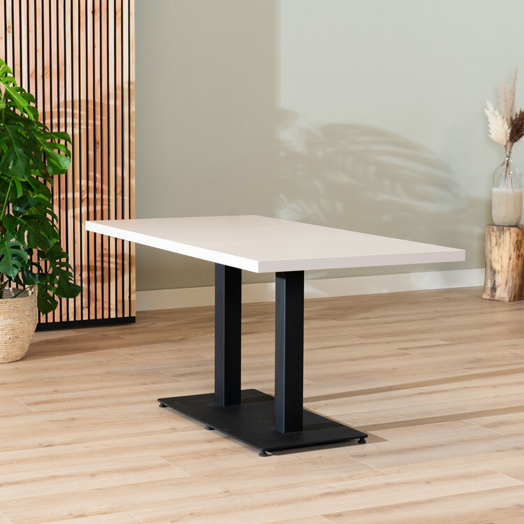 Table à manger beige melamine Nils 160 x 80 cm