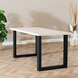 Table à manger beige melamine Alec 160 x 80 cm