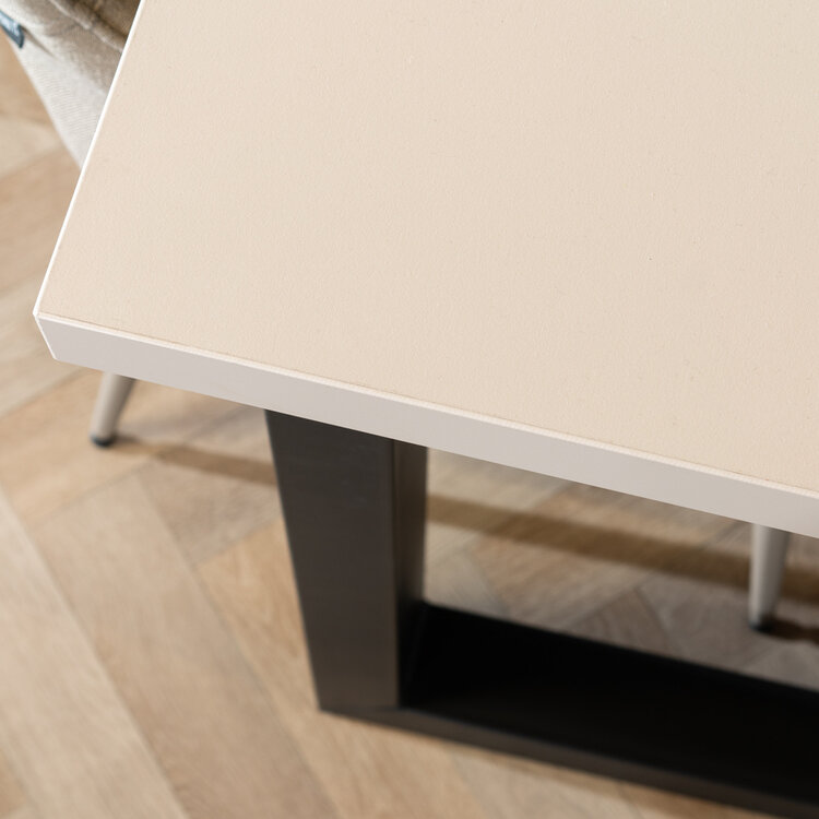 Table à manger beige melamine Alec 160 x 80 cm