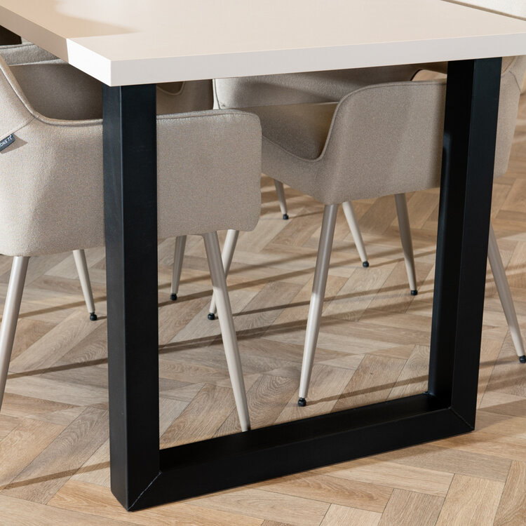 Table à manger beige melamine Alec 160 x 80 cm