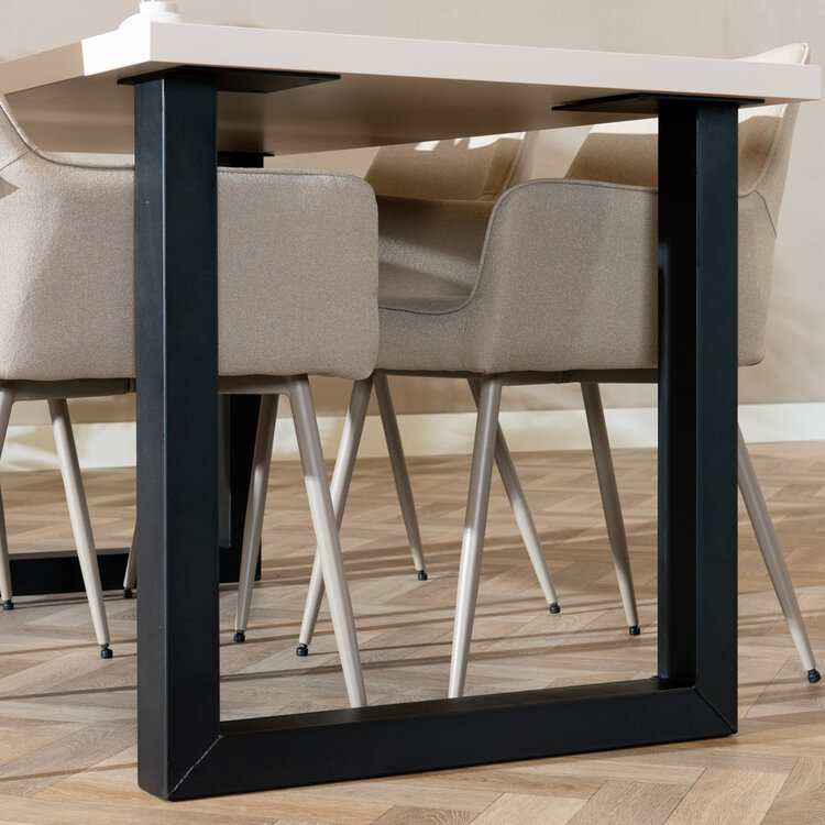 Table à manger beige melamine Alec 160 x 80 cm