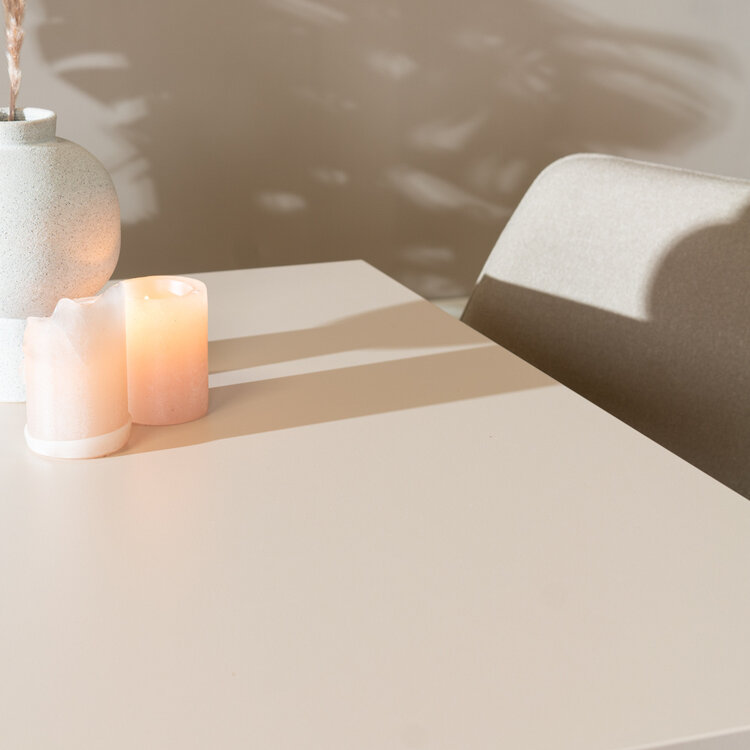 Table à manger beige melamine Alec 160 x 80 cm