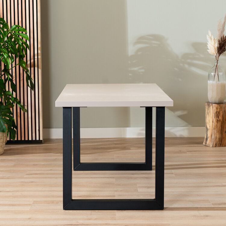 Table à manger beige melamine Alec 160 x 80 cm