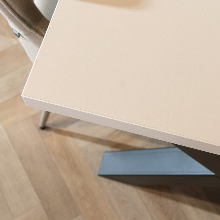 Table à manger beige melamine Bodo 160 x 80 cm