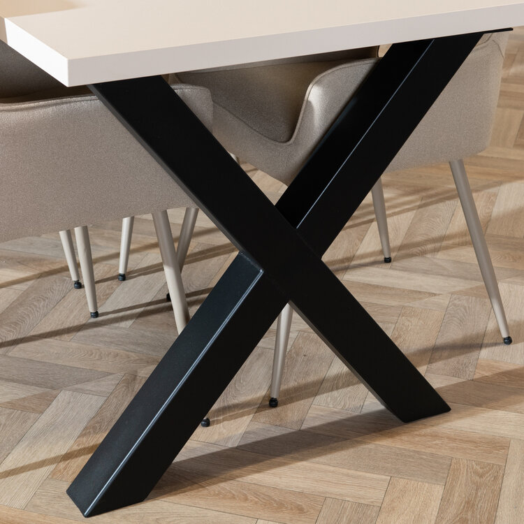 Table à manger beige melamine Bodo 160 x 80 cm