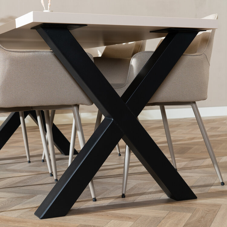 Table à manger beige melamine Bodo 160 x 80 cm