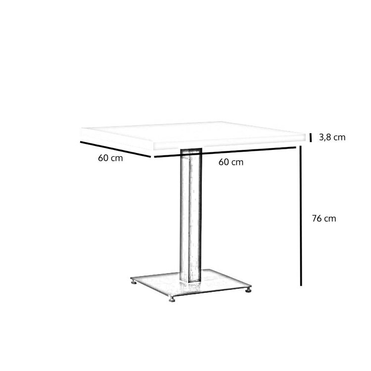 Table à manger bistrot beige melamine Nils 60 x 60 cm