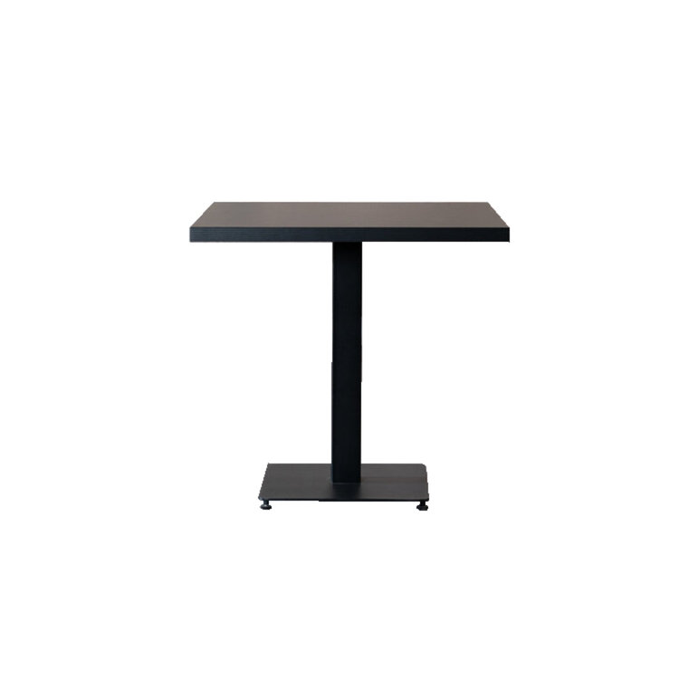 Table à manger bistrot aspect bois noir melamine Nils 80 x 80 cm