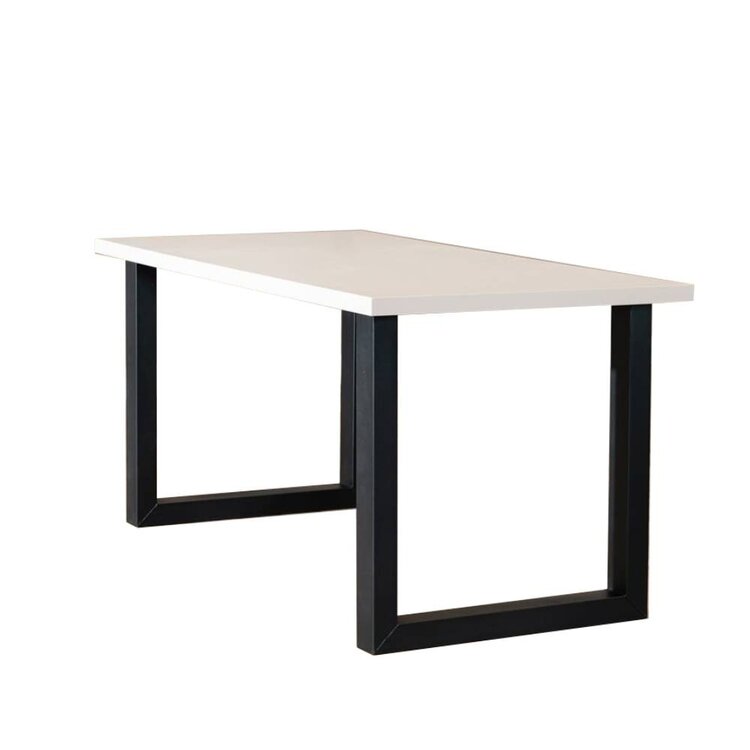 Table à manger beige melamine Alec 160 x 80 cm