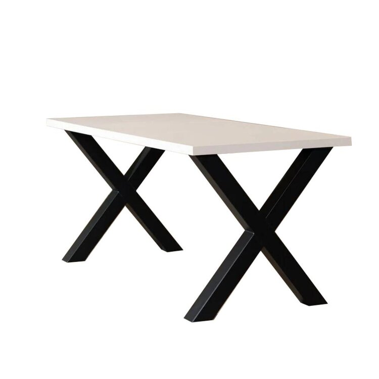 Table à manger beige melamine Bodo 160 x 80 cm