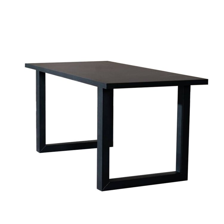 Table à manger aspect bois noir melamine Alec 160 x 80 cm