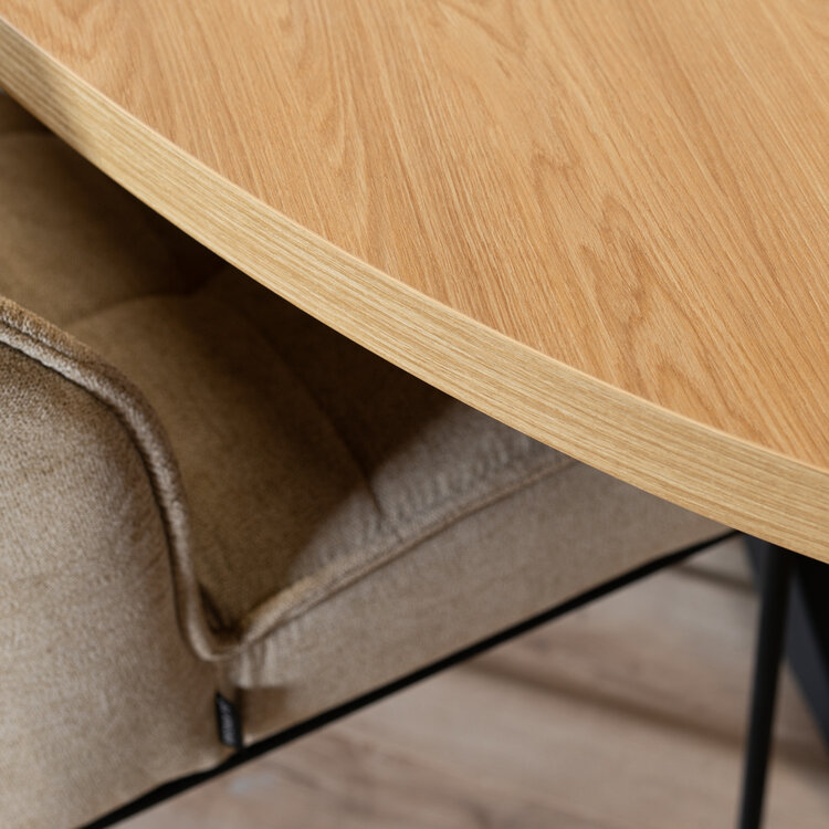 Table à manger ovale aspect chêne melamine Carl 270 x 130 cm