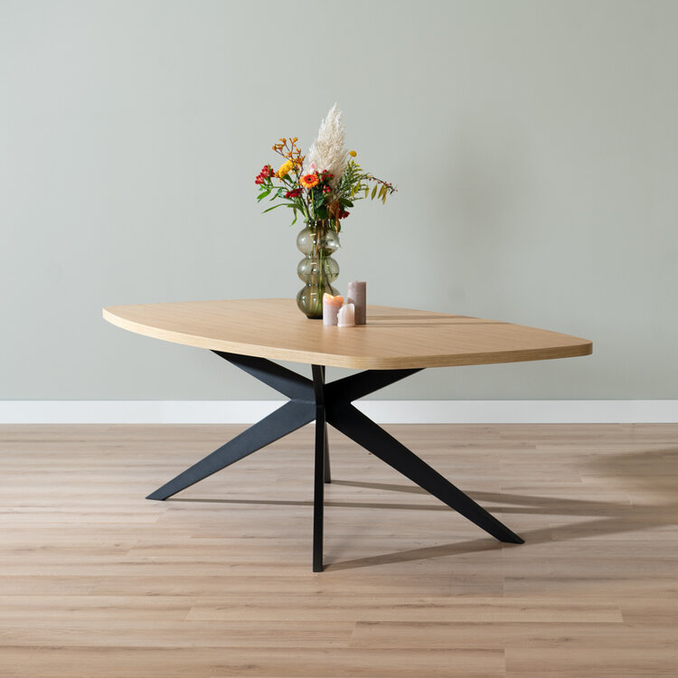 Table à manger scandinave aspect chêne melamine Dio 240 x 120 cm