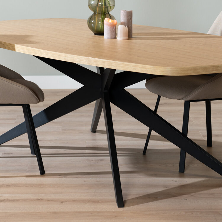 Table à manger scandinave aspect chêne melamine Dio 240 x 120 cm
