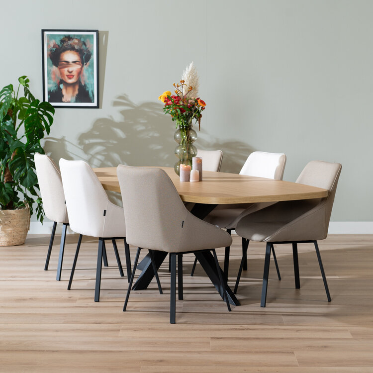 Table à manger scandinave aspect chêne melamine Carl 240 x 120 cm