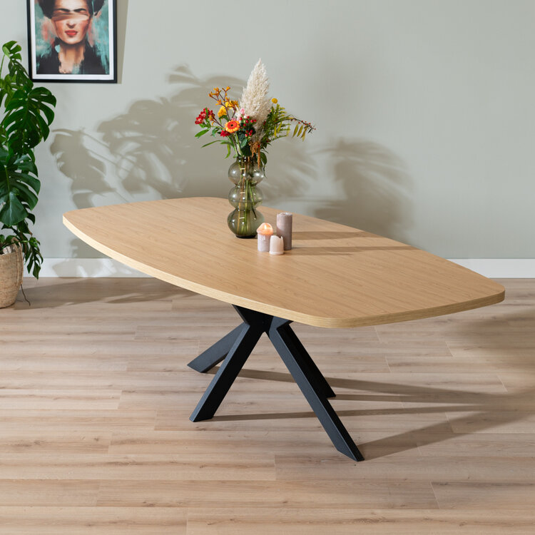 Table à manger scandinave aspect chêne melamine Carl 240 x 120 cm